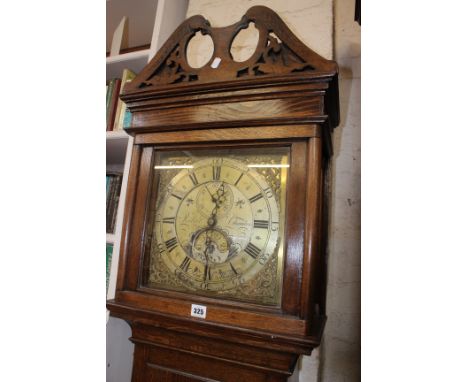A 19th Century oak longcase clock with a brass dial and subsidary dial, Robert Chambers 209cm high 