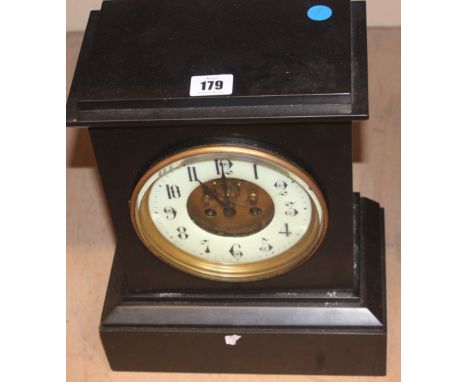 A French black slate mantel clock, 32.5cm high
