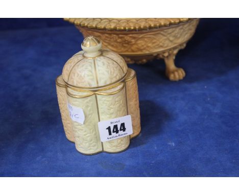 Three Royal Worcester pot pourri bowls, a small vase and a lidded jar