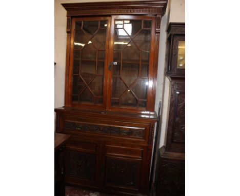 A Victorian mahogany secretaire bookcase, circa 1890, 228cm high, 120cm wide, 47cm deep