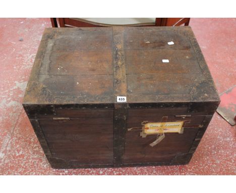 An oak travelling trunk 70cm wide 