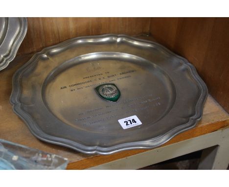 [Militaria] A Silver Plate and Enamel Presentation Plaque to ‘Air Commodore C.B.E. Burt - Andrews’ from the ‘National Militar