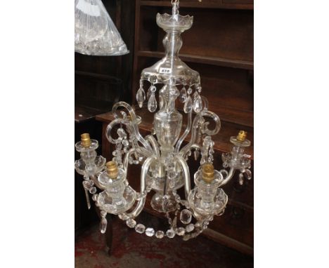 A six branch glass chandelier, 20th century