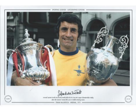 Frank McLintock 16x12 inch hand signed colourised photo, Autographed Editions, Limited Edition. Photo Shows the Arsenal Capta