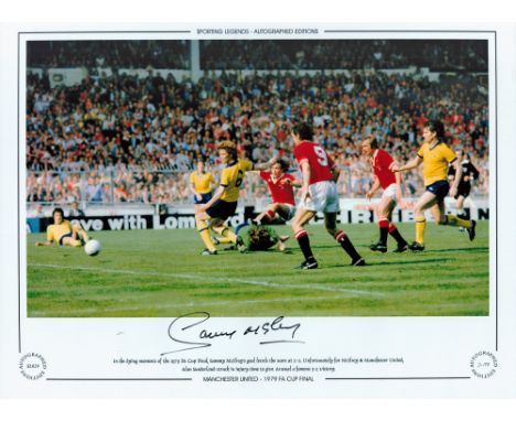 Sammy Milroy's 12x16 Manchester United Signed, coloured photo, Autographed Editions, Limited Edition. Photo shows the 1979 FA