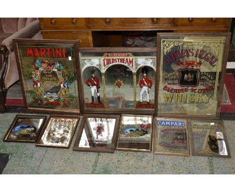 Breweriana - Advertising mirrors and clocks including Johnnie Walker, Martini, Southern Comfort, Worthington, Scottish Bluebe