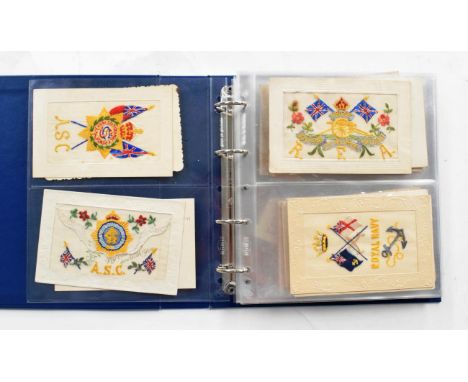 Vintage Silk Postcards Collection - A very fine collection of 36 WW1 embroidered silk postcards including Regimental types wi