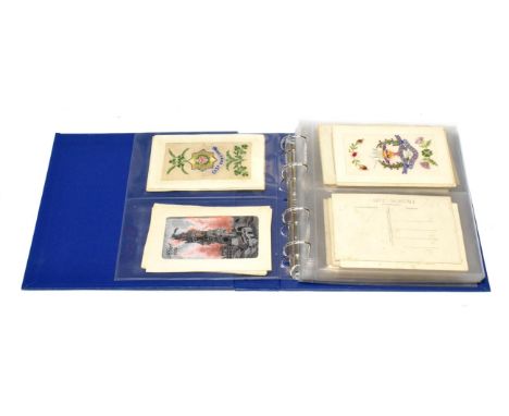 Vintage Silk Postcards Collection - A very fine collection of 38 WW1 embroidered silk postcards including Regimental types wi