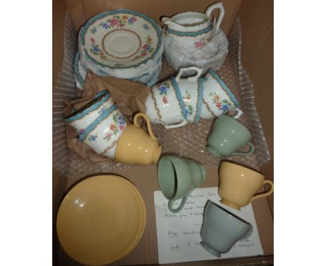 Staffordshire tea set and 5 Wedgwood cups and saucers