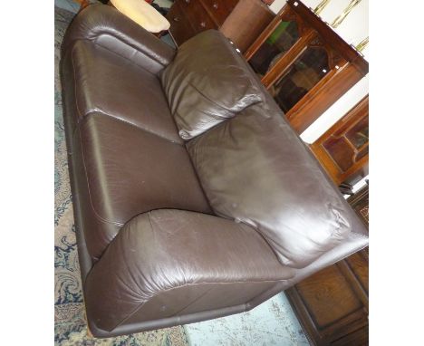 Leather 2 seat sofa on beech supports