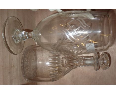 Celery glass with etched decoration and a decanter