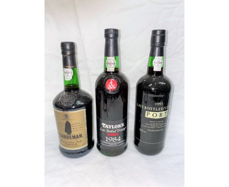 Three bottles of port: Taylors 1984, M &amp; S 1991 and Sandeman Rich Ruby 