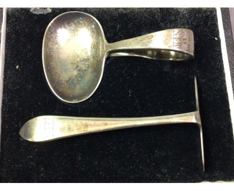 CASED SILVER SPOON AND OTHER CASED FLATWARE  including silver plated examples 