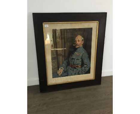 PORTRAIT OF GENERAL FOCH, LATER SUPREME ALLIED COMMANDER-IN-CHIEF MIXED MEDIA signed and dated 1916 to the top left hand side