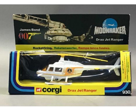 CORGI TOYS, FOUR MODELS three helicopters, two from the James Bond series, and 907 Sdkfz Rocket Launcher, also a Tri-Ang Troo