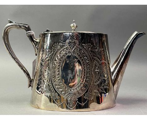 SILVER PLATED TEA SERVICE AND OTHER PLATED ITEMS  including a table lighter and basket