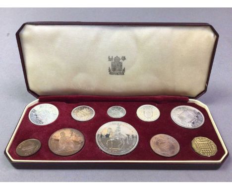 1953 ELIZABETH II CROWN TO FARTHING 10 COIN BOXED PROOF SET to commemorate Queen Elizabeth II Coronation, along with other GB