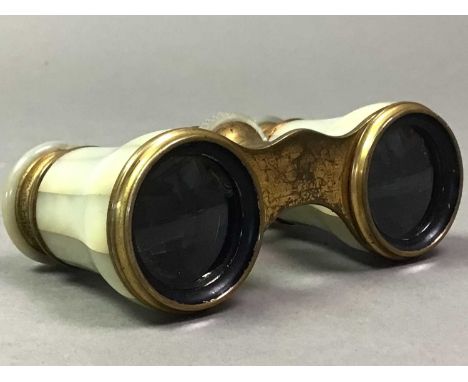 MOTHER OF PEARL OPERA GLASSES AND MIXED SILVER PIECES the opera glasses marked 'Bowlands Albany', along with a silver badge, 