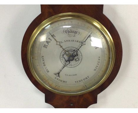 A.A. BRAHAM &amp; CO OF GLASGOW MAHOGANY WALL BAROMETER 20TH CENTURY complete with turned scroll and finial to top