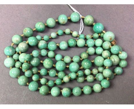 LARGE JADE NECKLACE ALONG WITH ANOTHER NECKLACE the jade necklace in a mint tone colourwayQty: 2The beads are not jade, the n