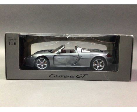 COLLECTION OF DIE-CAST MODEL VEHICLES including three Maisto 1:18 scale Porsche models and further Corgi and Burago, majority