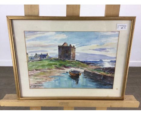 J K MAXTON watercolour on paper, signedmounted, framed and under glassalong with a framed botanical printoverall size 36cm x 