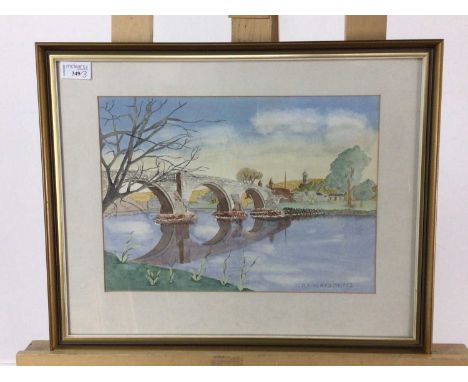 COLLECTION OF THREE PICTURES MIXED MEDIA including Stirling Bridge by R. Findlayson 1992, along with two pictures by Campbell