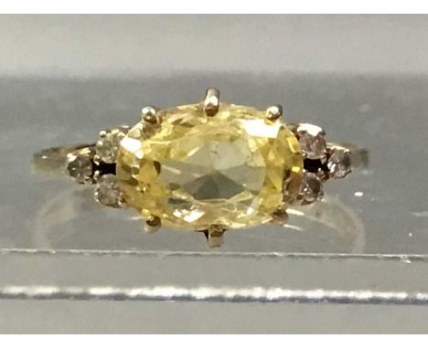 DIAMOND AND GEM SET DRESS RING unmarked