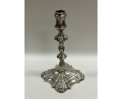 A heavy cast Victorian silver taper stick of typical form. London. Approx. 130 grams. Est. £130 - £150.