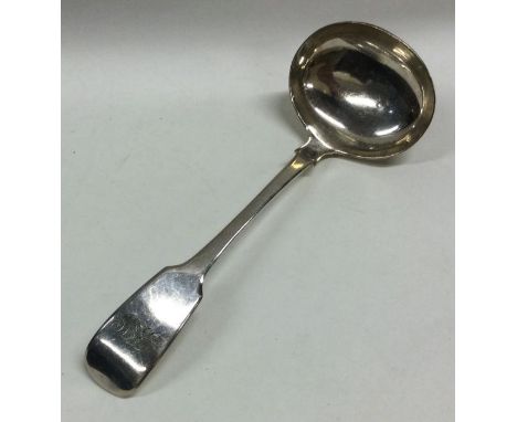 A fiddle pattern silver cream ladle with initialled terminals. London. by JW&amp;JW. Approx. 52 grams. Est. £30 - £50.