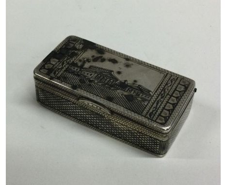 A Russian silver and Niello snuff box of typical form with hinged lid. Approx. 57 grams. Est. £50 - £80.