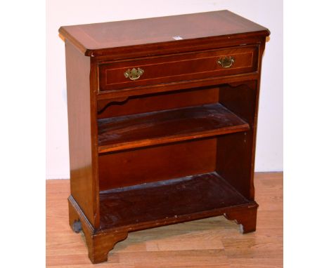 A small reproduction open bookcase, with drawer above open shelf, 74cm high x 63cm wide x 31cm deep