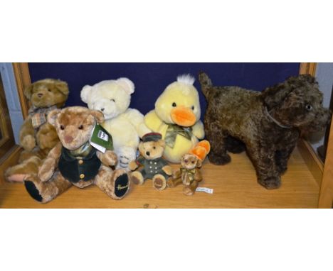 A quantity of teddy bears and toys, to include Chad Valley dog, Harrods teddy bear etc (a lot)