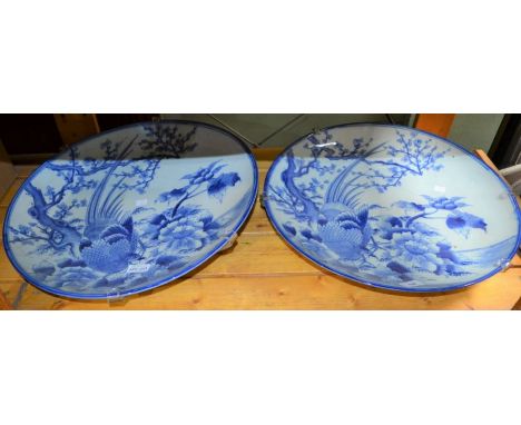 Two large Oriental inspired ceramic chargers