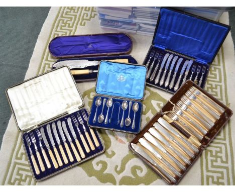 Five cased lots of vintage cutlery