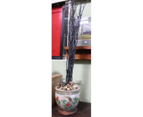 A Chinese crackle glazed planter
