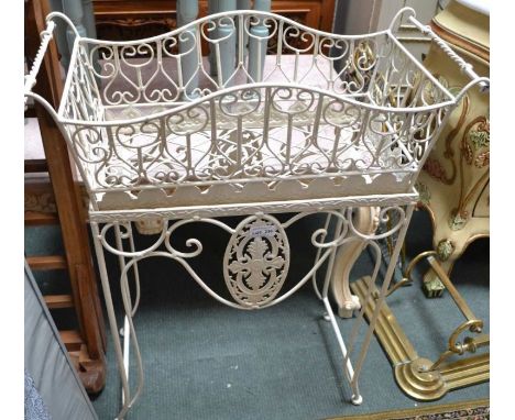 Painted metal conservatory planter on stand