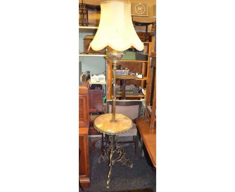 A telescopic brass &amp; marble standard lamp / table