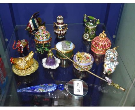 A selection of enamel decorative wares