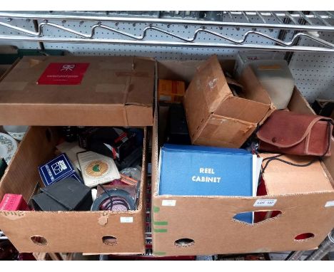 Two boxes of vintage cameras and equipment