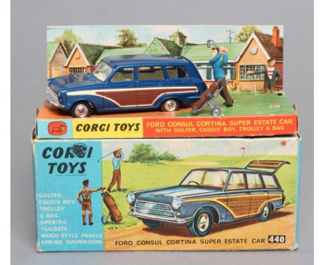 Corgi 440 Ford Consul Estate Car with Golfer and Caddie Boy, box F-G, vehicle E
