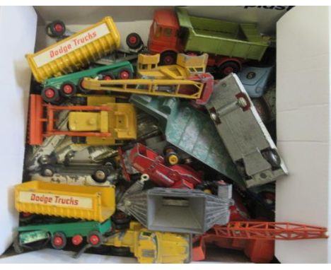 Playworn cars and trucks by Corgi, Matchbox and others, most items have paint damage or incomplete, F-P