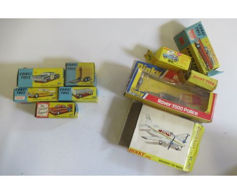 Corgi and Dinky boxes, some items damaged in poor condition, F