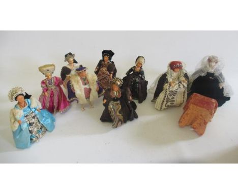 A collection of Peggy Nesbitt portrait and limited edition dolls, comprising King Henry VIII and his six wives, Queen Elizabe