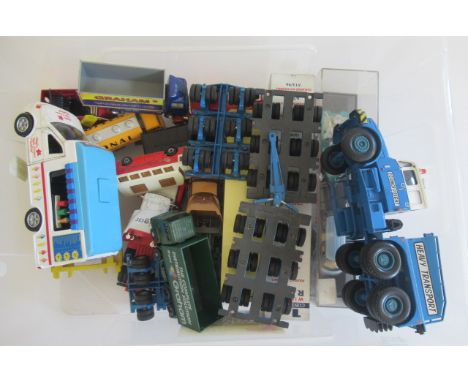 Unboxed vehicles by Corgi, Lledo, Matchbox and others including heavy transporter lorry and ice cream van, F