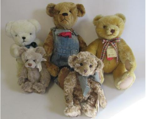 Five Collector's teddy bears, comprising a 24" growling Turbary bear, a limited edition Hermann teddy, a grey Charlie Bear, a