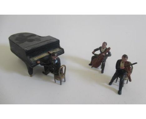 Charbens musical trio set with violin, cello and pianist, figures and piano a bit dusty otherwise, good