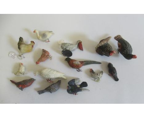 Large scale farm birds by Hyde and others, some items have feet missing, F