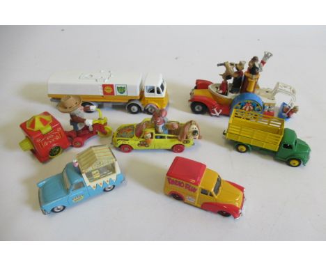Unboxed diecast including Corgi Ford Ice Cream van, Dinky cattle truck, Popeye wagon, Dinky Octopus tanker (repainted), most 