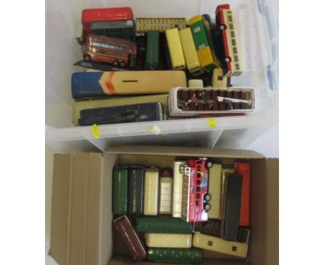 Bus models by Lledo, Corgi and others including trolley buses, open top bus and single deck coaches, G-E